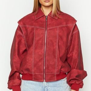 LIONESS Vista Crimson Bomber Jacket NWT